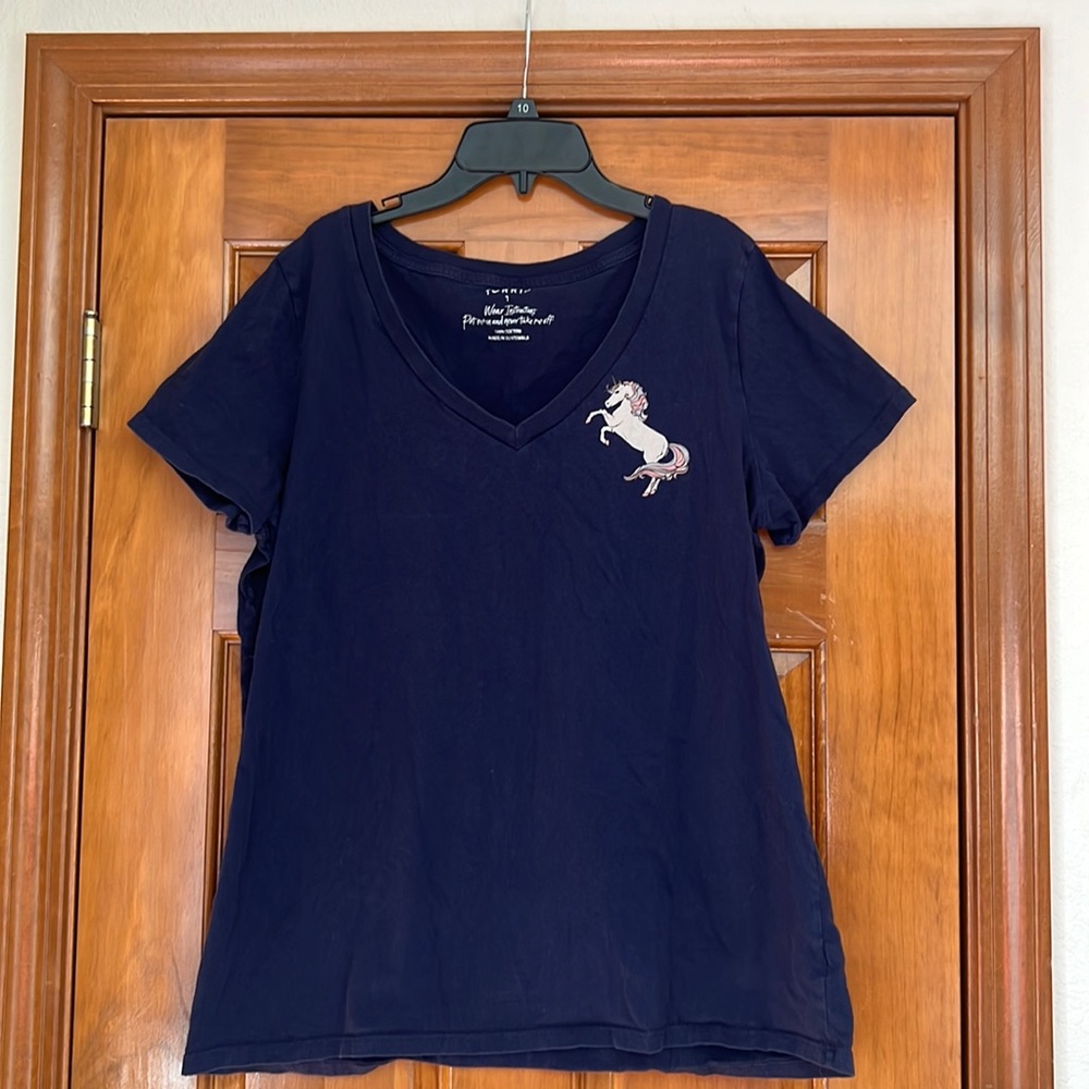 Torrid plus size 1 Unicorn tee navy